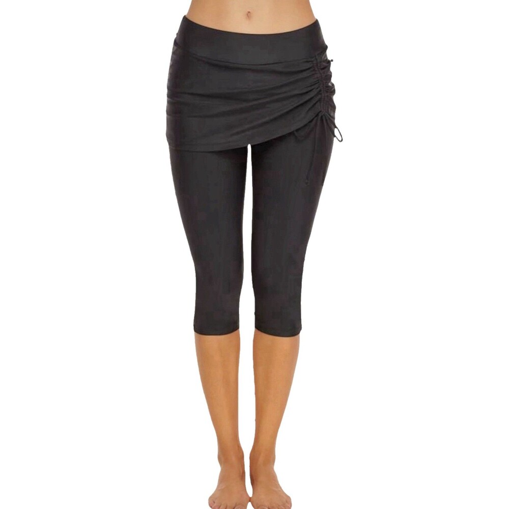 Women's Skirted Swim Capri High Waisted Skirt Swim Leggings by Leoparts Sz XL